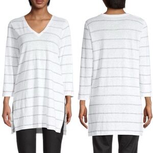 Eileen Fisher Striped Organic Linen Tunic size Medium
